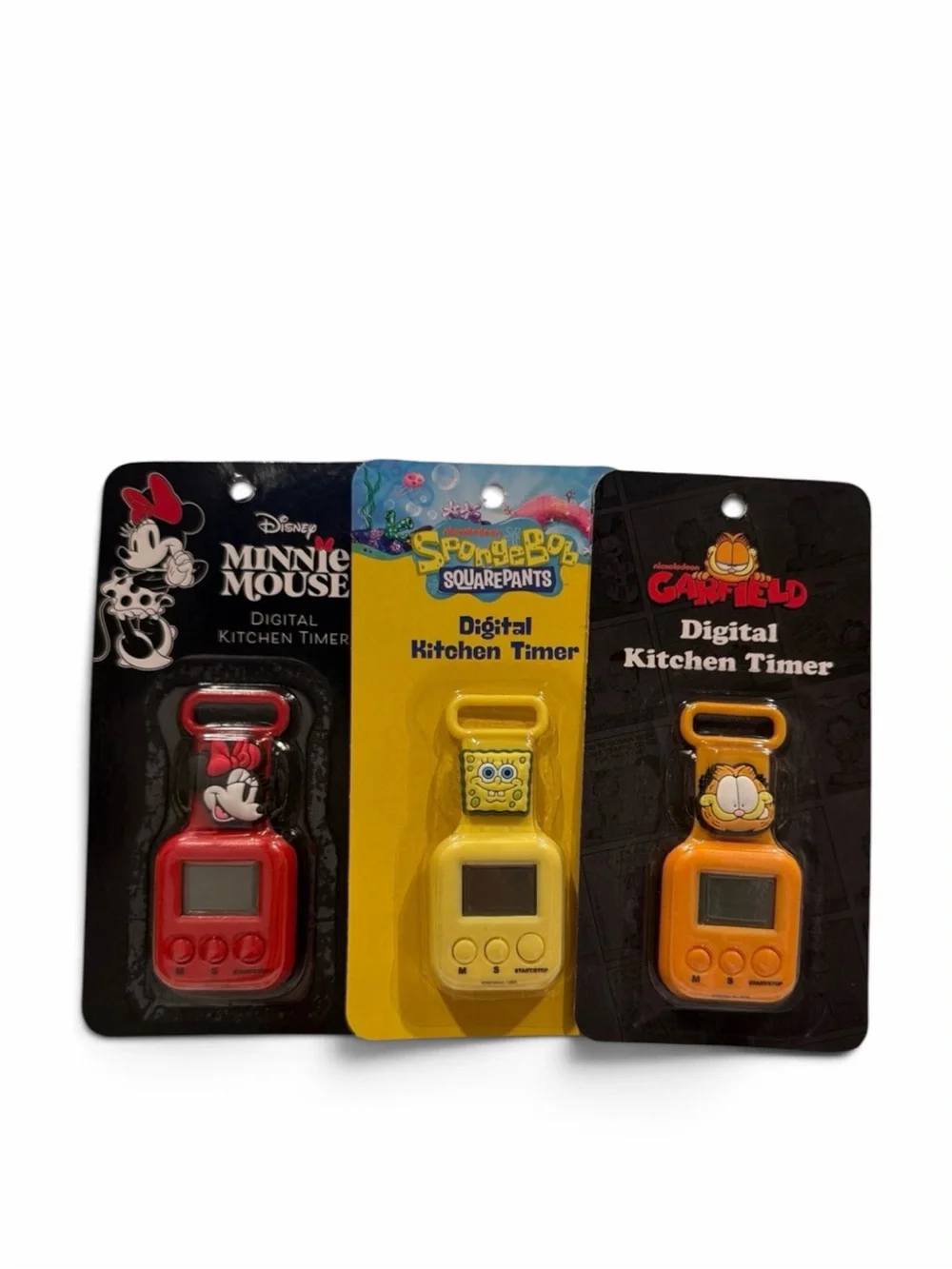 Disney Minnie Mouse, Garfield & SpongeBob Digital Kitchen Timer Bundle Set